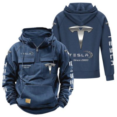 Tesla Vintage Quarter Zip Hoodie Retro Hoodie LQZ1422 2 Tesla Vintage Quarter Zip Hoodie Retro Hoodie LQZ1422 2
