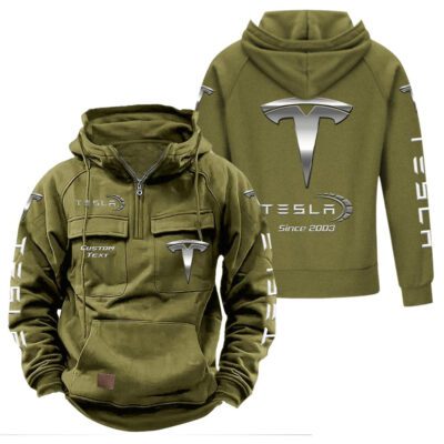 Tesla Vintage Quarter Zip Hoodie Retro Hoodie LQZ1422 3 Tesla Vintage Quarter Zip Hoodie Retro Hoodie LQZ1422 3