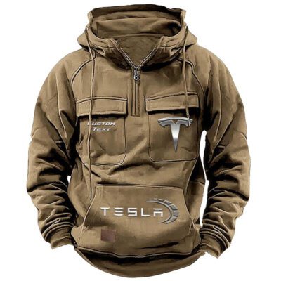 Tesla Vintage Quarter Zip Hoodie Retro Hoodie LQZ1445 4