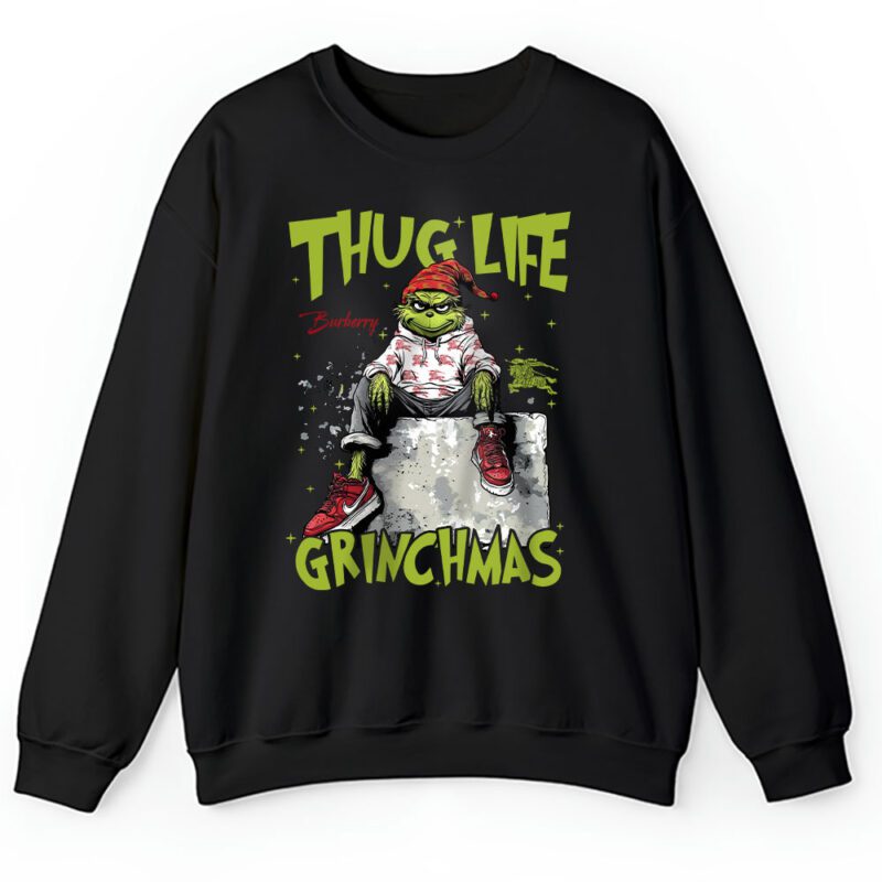 Thug Life Retro Christmas Grinch Burberry Unisex Sweatshirt TAS22195