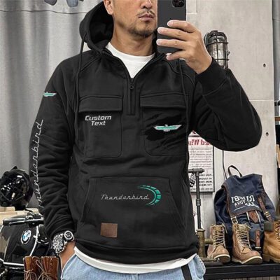 Thunderbird Vintage Quarter Zip Hoodie Retro Hoodie LQZ1052 1 Thunderbird Vintage Quarter Zip Hoodie Retro Hoodie LQZ1052 1