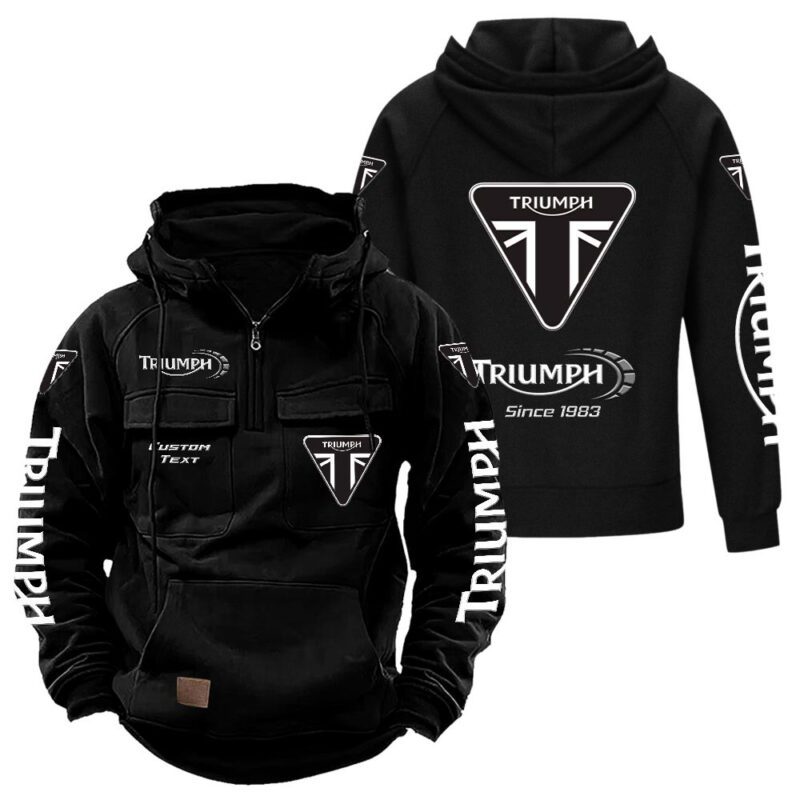 Triumph Vintage Quarter Zip Hoodie Retro Hoodie LQZ1318