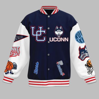 UConn Huskies NCAA Baseball Jacket For Fan CFB1013 1 UConn Huskies NCAA Baseball Jacket For Fan CFB1013 1