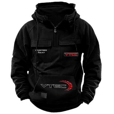 VTEC Vintage Quarter Zip Hoodie Retro Hoodie LQZ1493 1