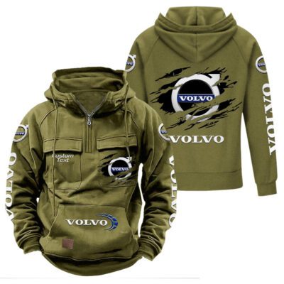Volvo Vintage Quarter Zip Hoodie Retro Hoodie LQZ1026 3