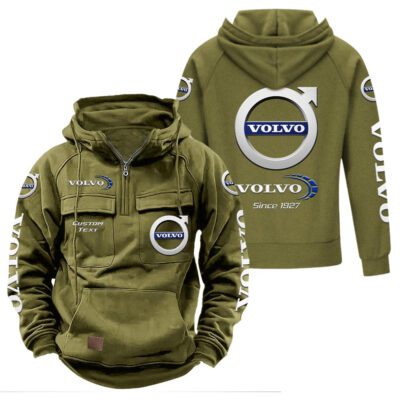 Volvo Vintage Quarter Zip Hoodie Retro Hoodie LQZ1354 3