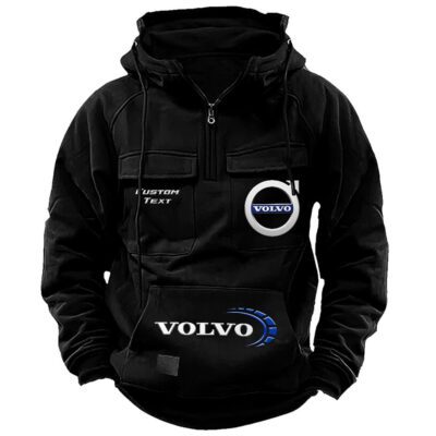 Volvo Vintage Quarter Zip Hoodie Retro Hoodie LQZ1439 1