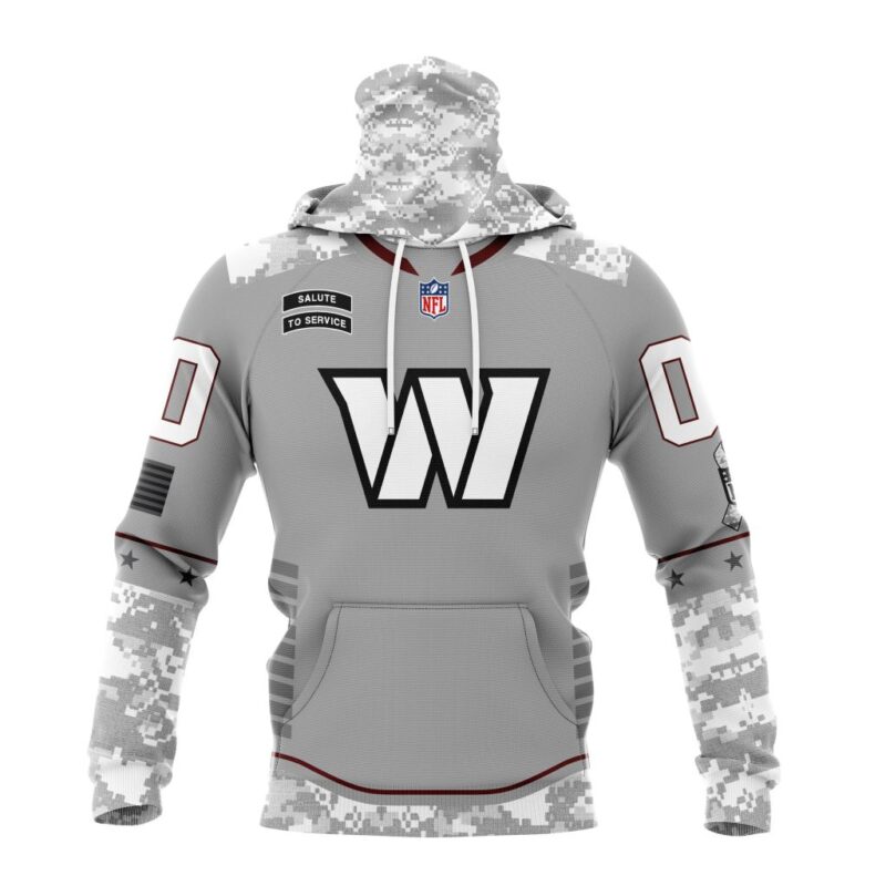 Washington Commanders NFL Specialized Design Camo 2024 Salute To Service Club Personalized Letters Number Gaiter Hoodie WGH2031