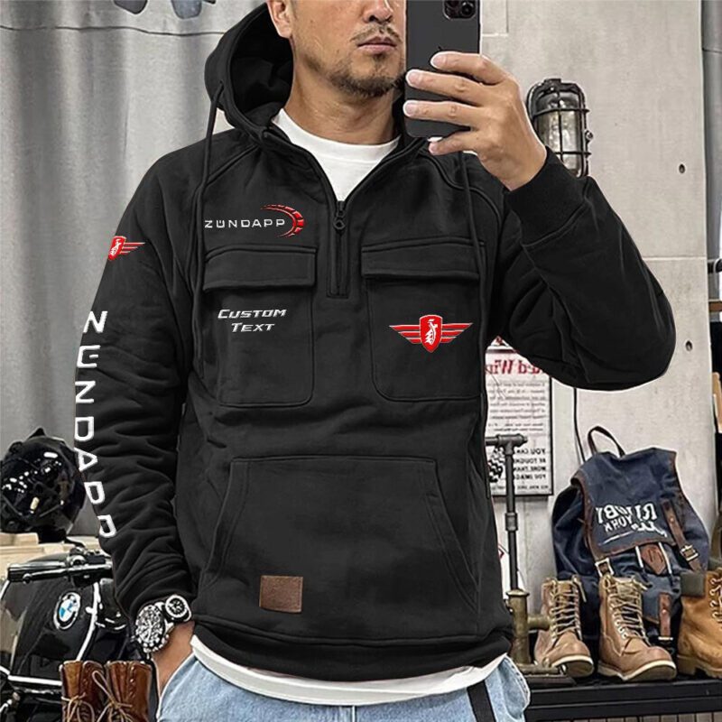 Zundapp Vintage Quarter Zip Hoodie Retro Hoodie LQZ1174 1