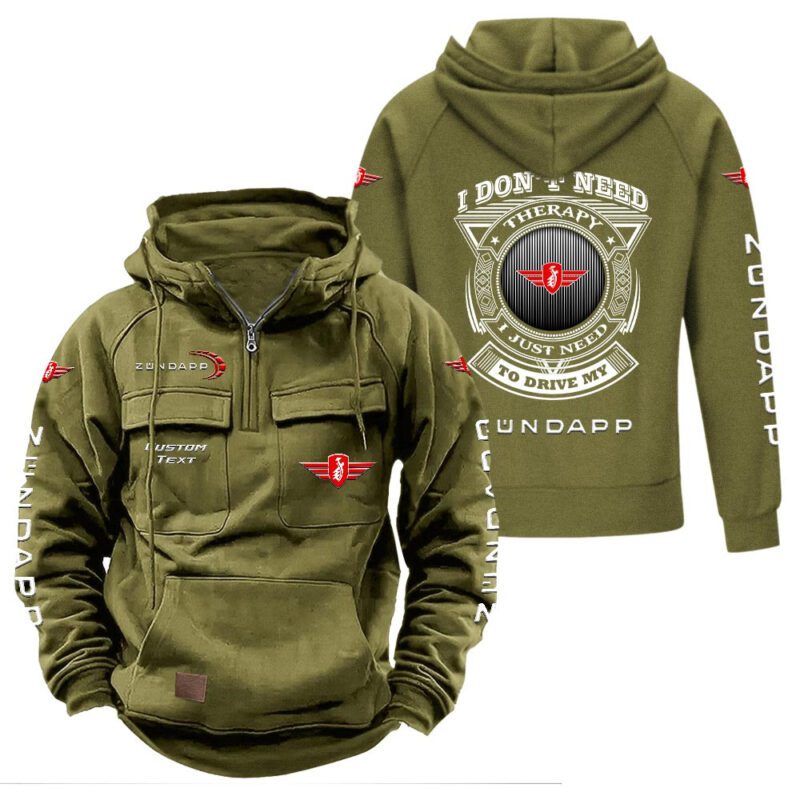 Zundapp Vintage Quarter Zip Hoodie Retro Hoodie LQZ1174 3