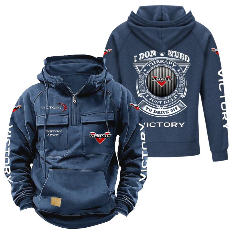 victory Vintage Quarter Zip Hoodie Retro Hoodie LQZ1182 2
