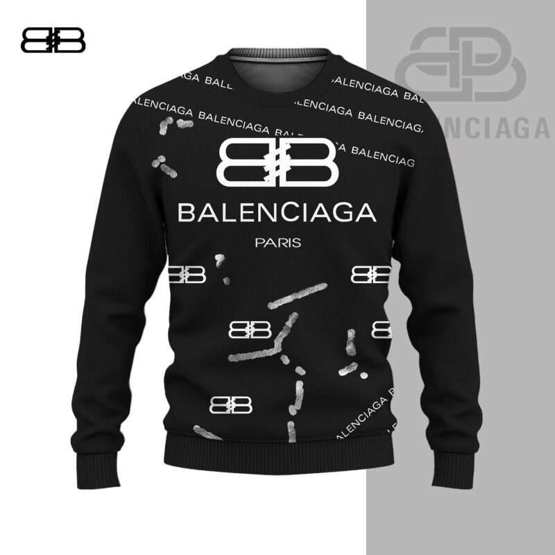 Balenciaga Paris Pattern Black Luxury Brand Unisex Sweatshirt Sweater DBC1017