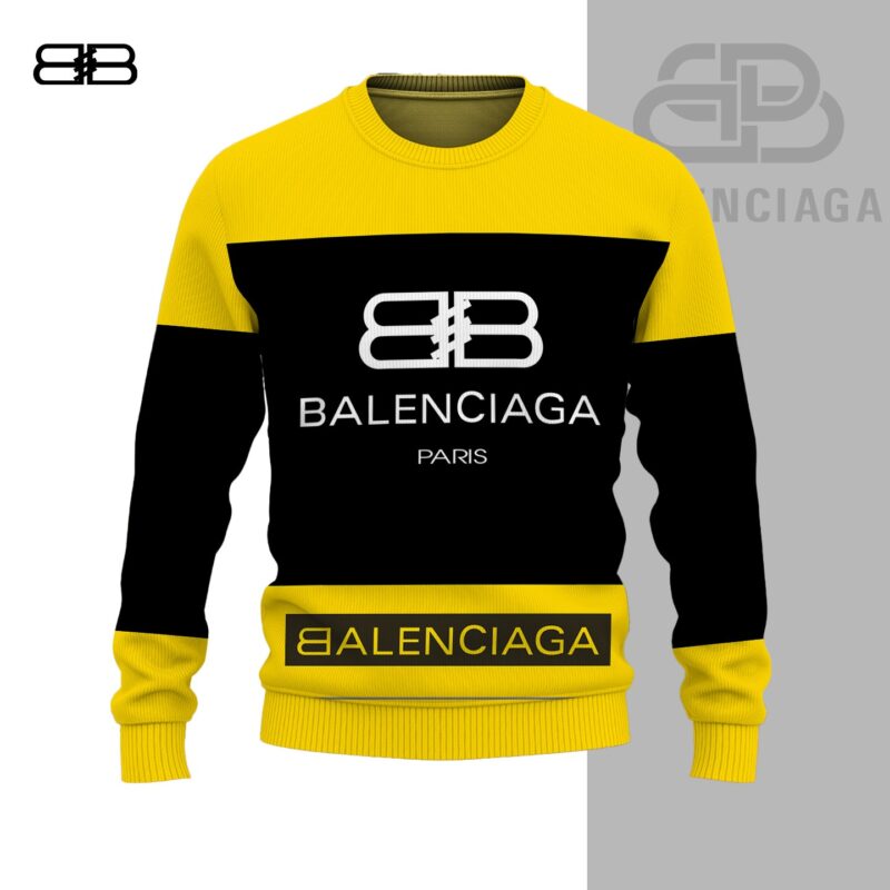 Balenciaga Paris Yellow Black Luxury Brand Premium Unisex Sweatshirt Sweater DBC1006