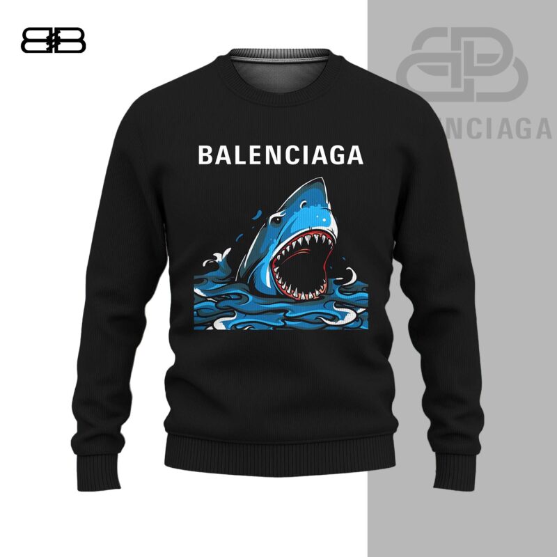 Balenciaga Shark Black Luxury Brand Unisex Sweatshirt Sweater DBC1011