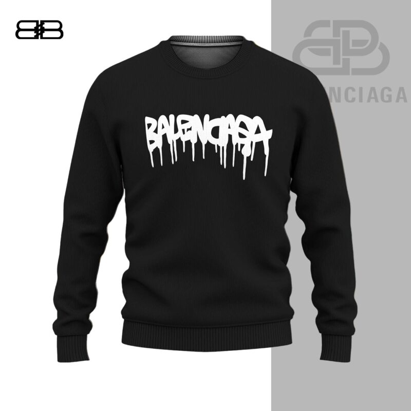 Balenciaga White Logo Black Luxury Brand Unisex Sweatshirt Sweater DBC1013