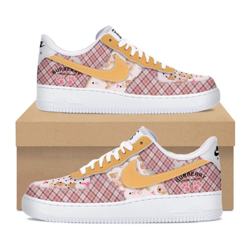 Burberry Bear Caro Pattern Air Force 1 Sneakers Limited AF1 Shoes OAF1050