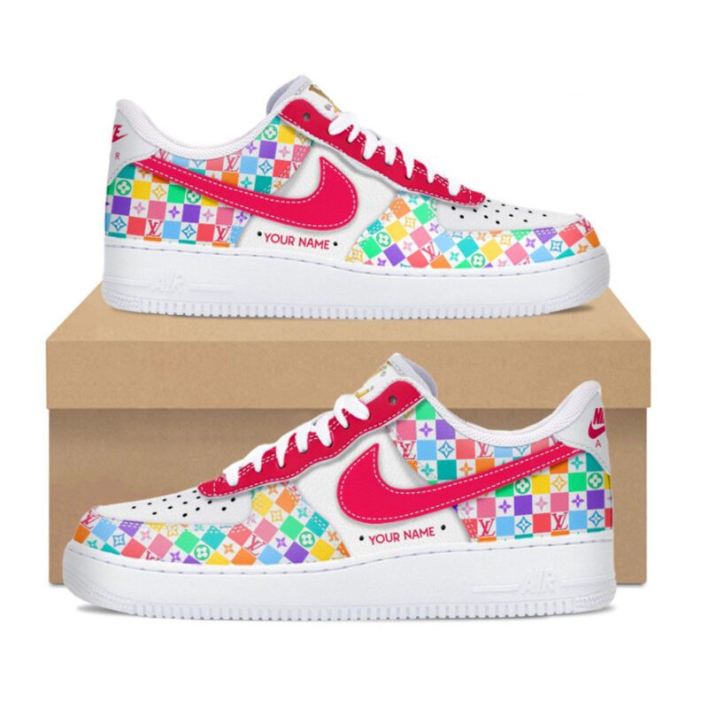 Louis Vuitton Colorful Pattern Air Force 1 Sneakers Limited LV AF1 Shoes OAF1057