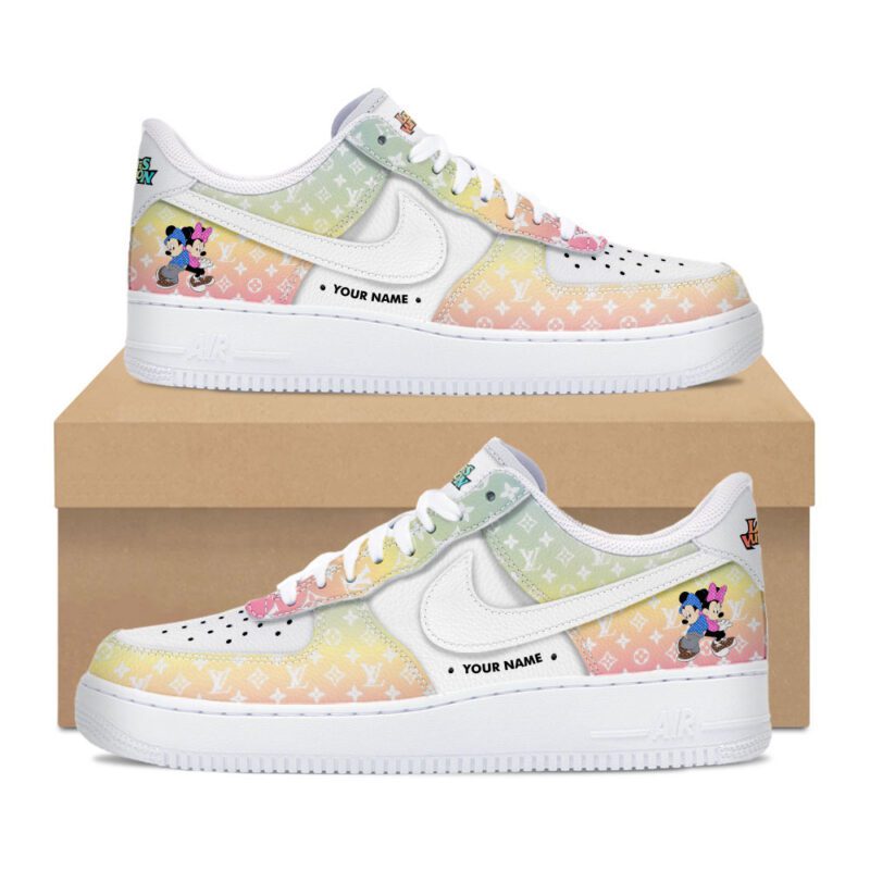 Louis Vuitton Mickey Minnie Rainbow  Luxury Air Force 1 Sneakers Limited AF1 Shoes OAF1028