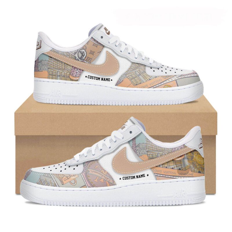 Louis Vuitton Pattern Luxury Air Force 1 Sneakers Limited AF1 Shoes OAF1031