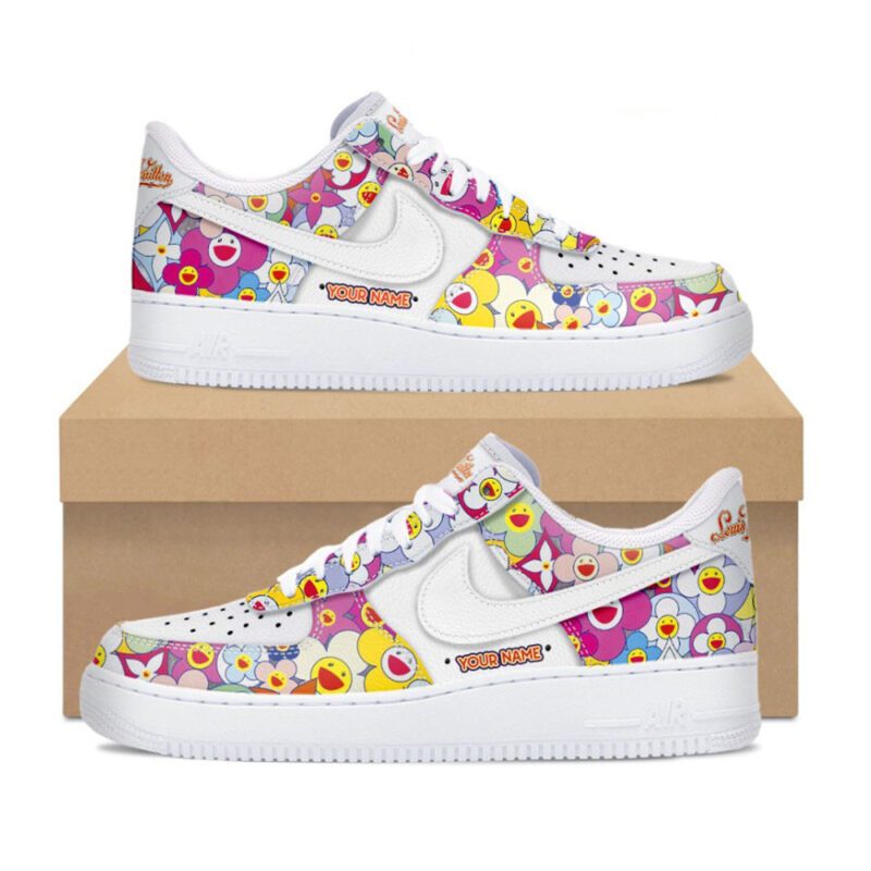 Louis Vuitton Takashi Murakami Flower Air Force 1 Sneakers Limited LV AF1 Shoes OAF1065