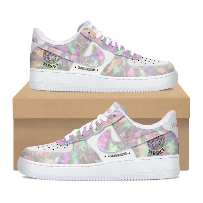 Versace Pastel Crystal Pattern Air Force 1 Sneakers Limited AF1 Shoes OAF1070