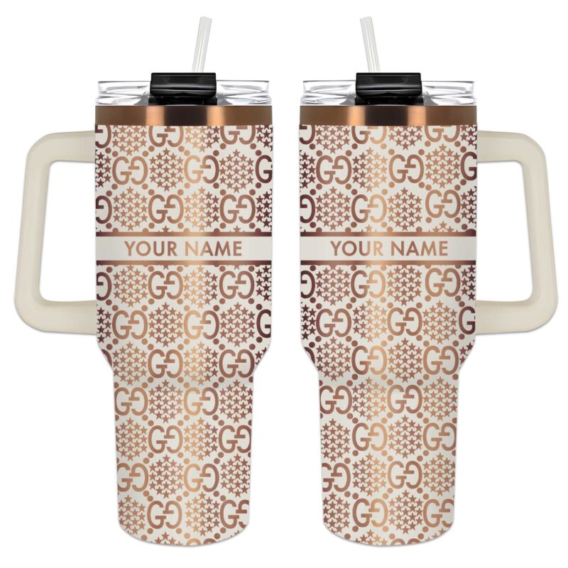 Gucci Stars Pattern Luxury Stanley Tumbler 40oz Engraved Tumbler OTL1013
