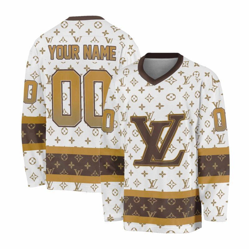 Louis Vuitton Basic Color Scheme Pattern Personalized V-Neck Hockey Jersey