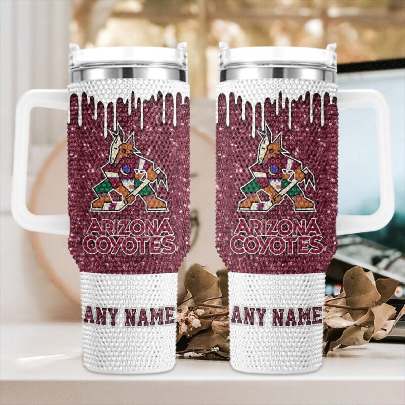 NHL Arizona Coyotes Personalized Name Rhinestone Diamond 40oz Tumbler 1