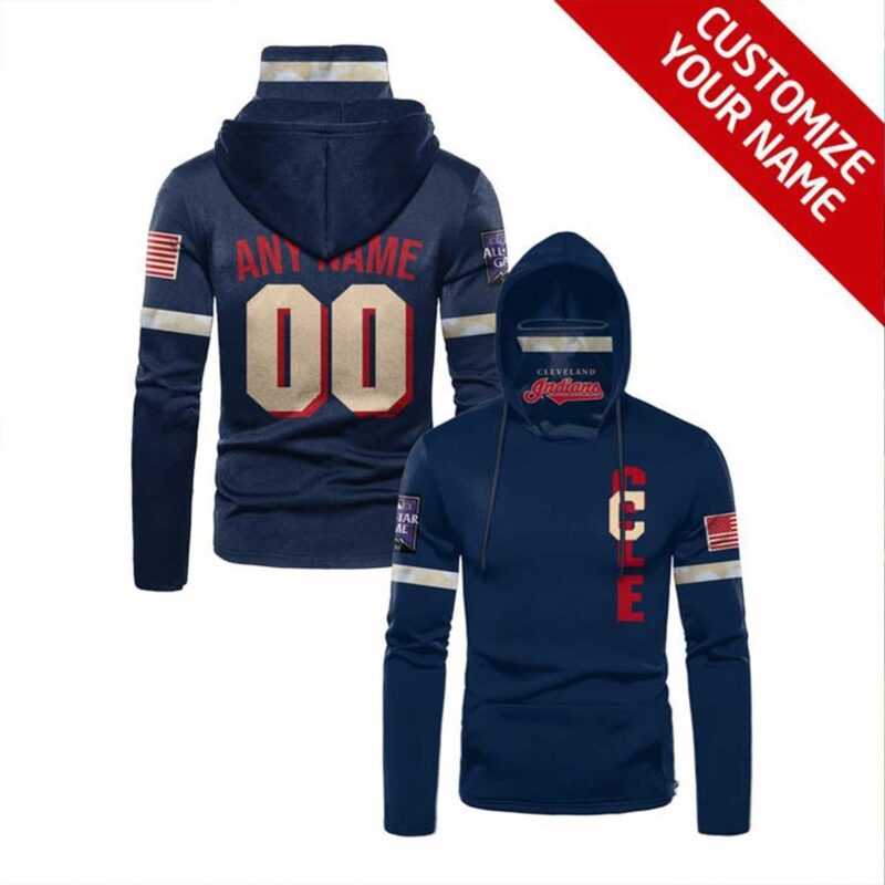Cleveland Guardians Mlb Baseball Team Logo Navy Jersey Style Custom Number Name For Guardians Fans Gaiter Hoodie GH0410