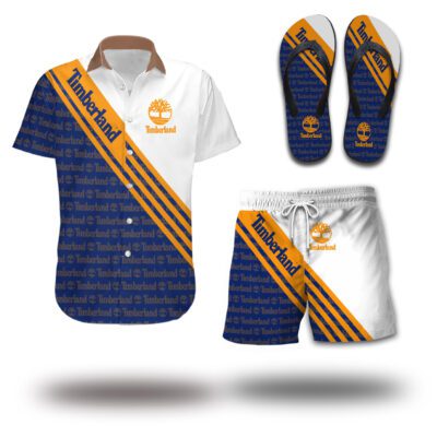 Timberland Flip Flops And Combo Hawaii Shirt Shorts Luxury Brand Summer Outfit HSF259