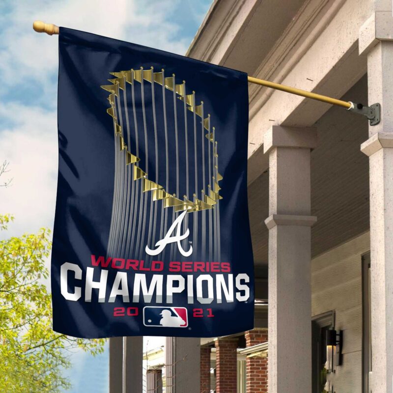 Atlanta Braves 2021 World Series Trophy House Flag H0010