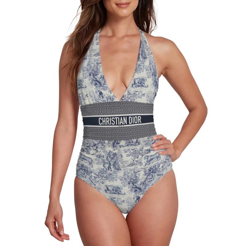 Dior Animals Luxury Halter Neck One piece Swimsuit