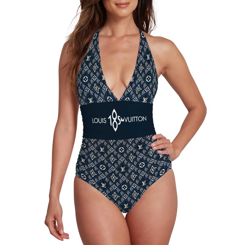 Louis Vuitton LV 1854 Pattern Luxury Halter Neck One piece Swimsuit
