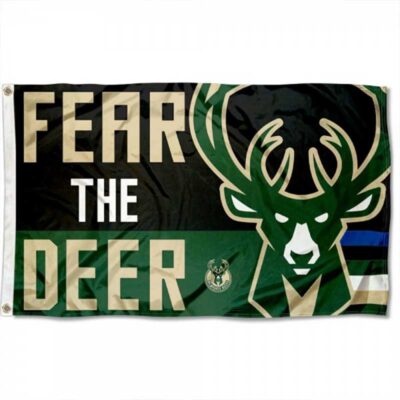 Milwaukee Bucks Fear the Deer Logo 3x5ft Wall Flag Banner Flag Outdoor Flag BF282