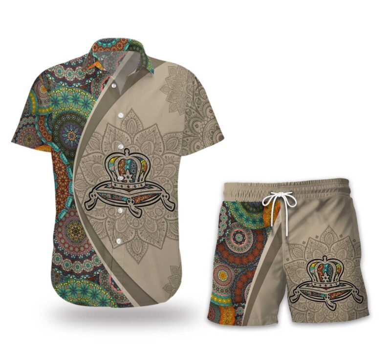 Aloha Mandala Crown Royal Hawaiian Shirt And Shorts Set