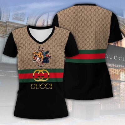 Gucci Animals Luxury Women V-neck T-Shirt VNL1034