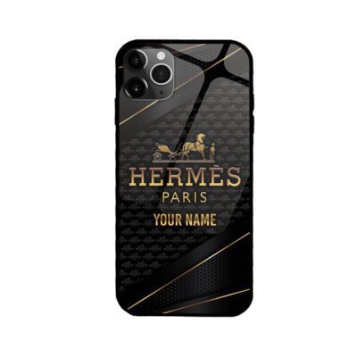 Hermes Black Gold Pattern Luxury Phone Case Iphone Samsung HMH10