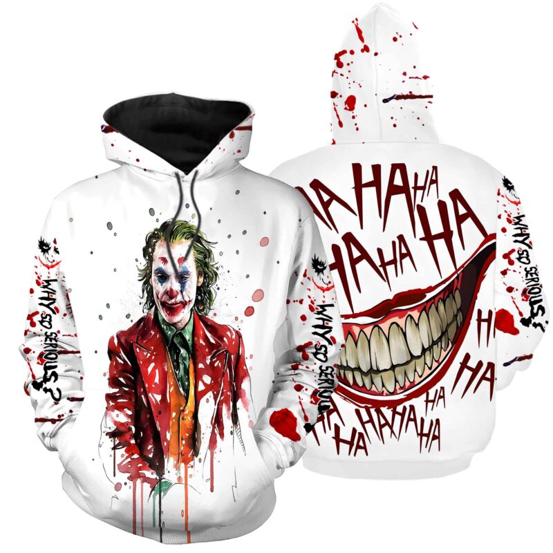 Joker Why So Serious Unisex 3D Hoodie - White TSH601