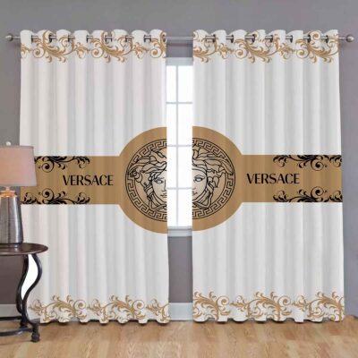 Versace White Printed Premium Window Curtains Hot 2023 Luxury Curtain WC004