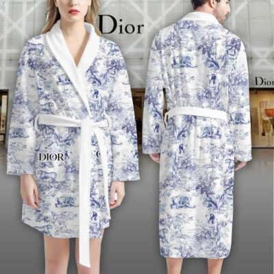 Dior Toile De Jouy Pattern Luxury Bathrobe 2