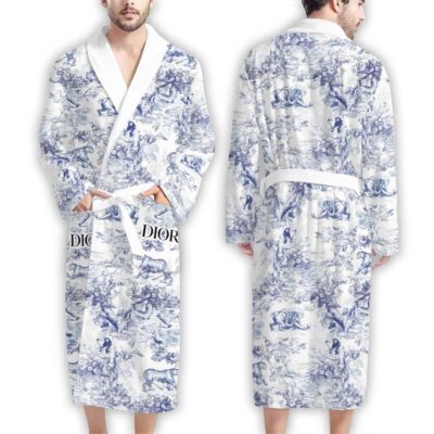 Dior Toile De Jouy Pattern Luxury Bathrobe