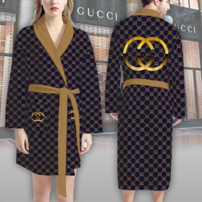Gucci Blue Gold Pattern Luxury Bathrobe 2