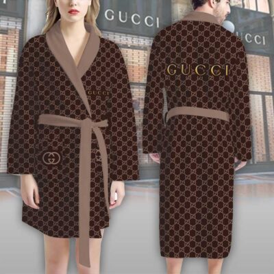 Gucci Gold Brown Pattern Luxury Bathrobe 2