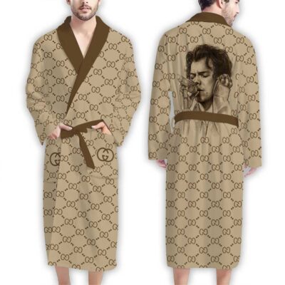 Gucci Harry Styles Brown Pattern Luxury Bathrobe