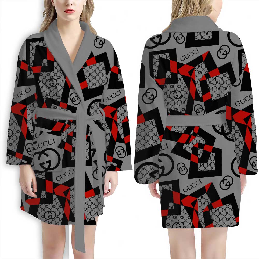 Gucci-Red-Black-Pattern-Luxury-Bathrobe-1 Gucci Red Black Pattern Luxury Bathrobe 1