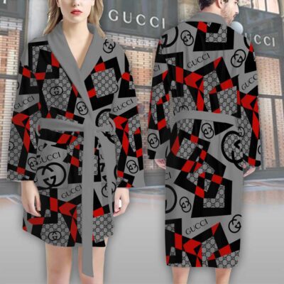 Gucci Red Black Pattern Luxury Bathrobe 2 Gucci Red Black Pattern Luxury Bathrobe 2