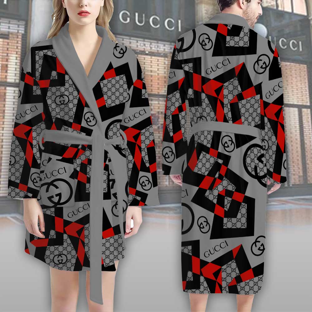 Gucci-Red-Black-Pattern-Luxury-Bathrobe-2 Gucci Red Black Pattern Luxury Bathrobe 2