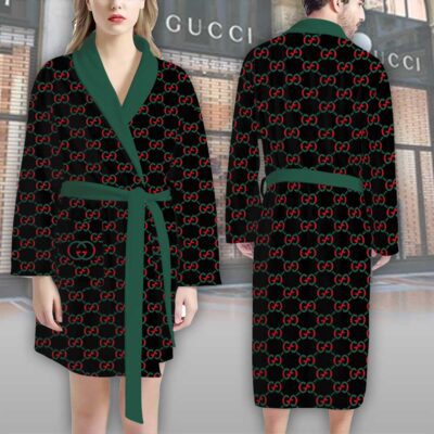 Gucci Red Green Pattern Luxury Bathrobe 2