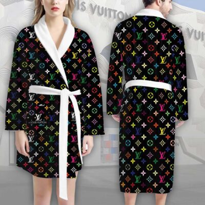 Louis Vuitton Black Colorful Pattern Luxury Bathrobe 2