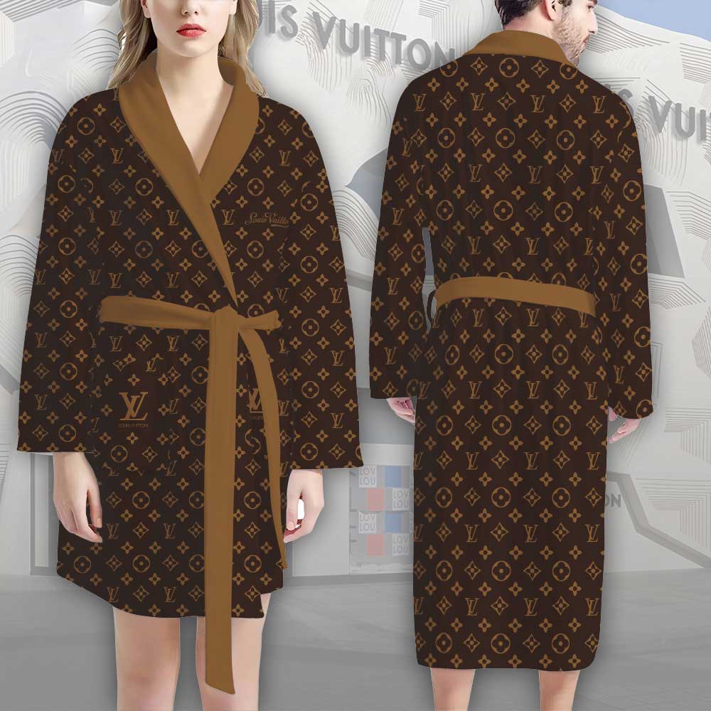 Louis-Vuitton-Brown-Pattern-Luxury-Bathrobe-2 Louis Vuitton Brown Pattern Luxury Bathrobe 2